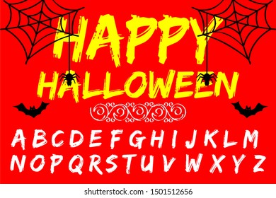 Isolated vector alphabet letters on a Halloween background vintage named Happy Halloween