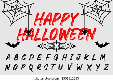 Isolated vector alphabet letters on a Halloween background vintage named Happy Halloween