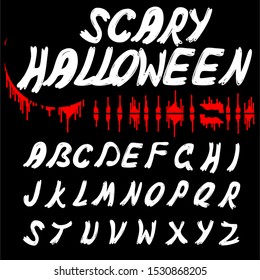 Isolated vector alphabet letters on a Halloween background vintage named Scary Halloween