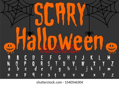 Isolated vector alphabet letters on a Halloween background vintage named Scary Halloween