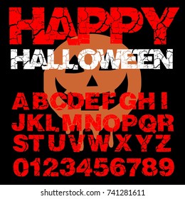 Isolated vector alphabet letters on a Halloween background vintage named Halloween. Halloween alphabets and numbers. vector grunge numbers 