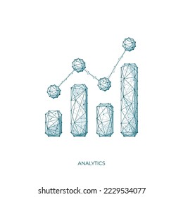 Isolated vector analytics chart on white background. Digital abstract business sign. Polygonal 3D icon. Business analytics concept.
