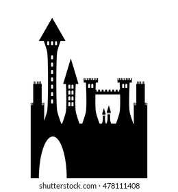 isolated vector ancient gothic castle black silhouette