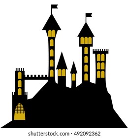 isolated vector ancient gothic castle black silhouette