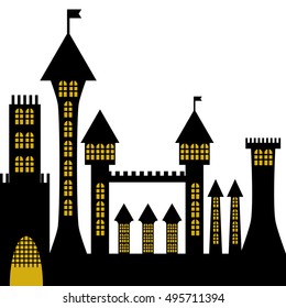 isolated vector ancient gothic castle black silhouette