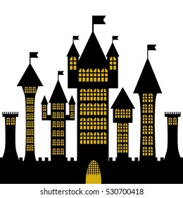 isolated vector ancient gothic castle black silhouette