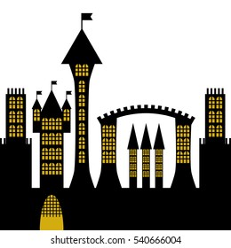 isolated vector ancient gothic castle black silhouette