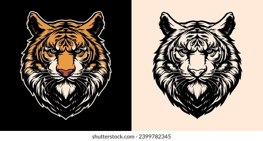 Isolated Vector of angry tiger head design. T-shirt graphic
