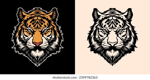 Isolated Vector of angry tiger head design. T-shirt graphic
