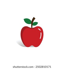 Isolated vector apple on a flat white background. Editable vector single apple fruit with a drop shadow.