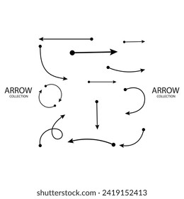 Isolated vector arrows, hand drawn on a white background. Set of arrows collection in black color on a white background for website design. Arrows set icons design. Arrow icon flat collections.
