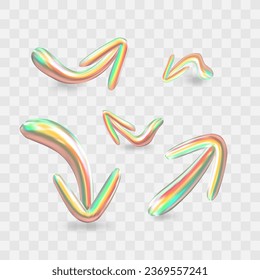 Isolated vector arrows.Liquid holographic object