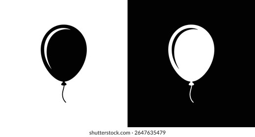 Isolated vector art featuring a simple balloon icon in black and white silhouette. Perfect for designs needing celebration or party elements.