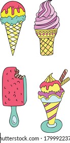 
Isolated vector art of very refreshing assortment of ice creams