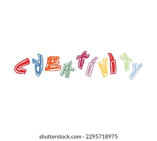 Isolated vector art of the word creativity. transparent Print design for t shirts and merchandise.