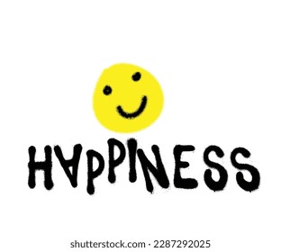 Isolated vector art of the word happiness. transparent Print design for t shirts and merchandise.