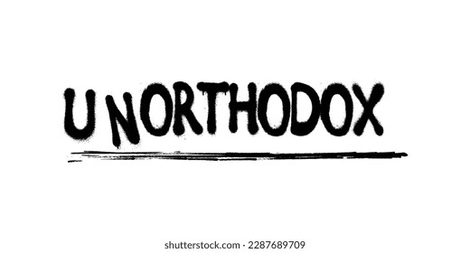 Isolated vector art of the word unorthodox. transparent Print design for t shirts and merchandise.