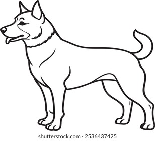 Ilustración aislada del Vector de un icono sentado del perro en un fondo blanco.