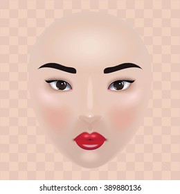 Isolated vector. Asian girl. Beautiful face with make-up mask. EPS 10