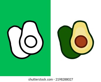 Isolated vector avocado design drawing for kids, background, education, coloring book and business use