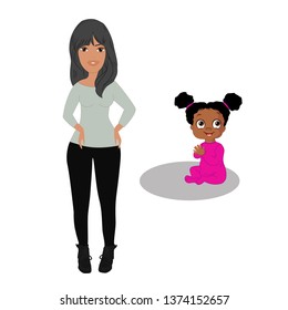 Isolated vector babysitter on the white background