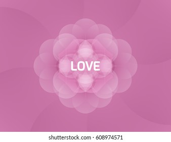 Isolated vector background that symbolizes love and consists of gradient circles, forming the pattern. Abstract illustration is well suited for the screen (web, mobile app, video, etc.)