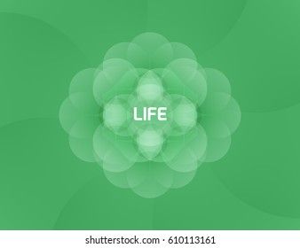 Isolated vector background that symbolizes life and consists of gradient circles, forming the pattern. Abstract illustration is well suited for the screen (web, mobile app, video, etc.)