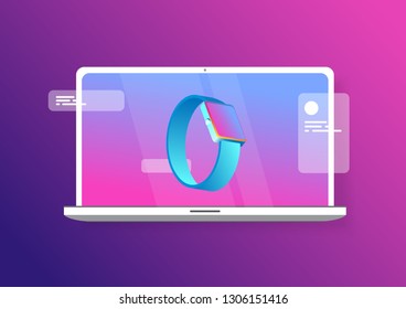 Isolated vector background wall paper of computer with speech bubbles.