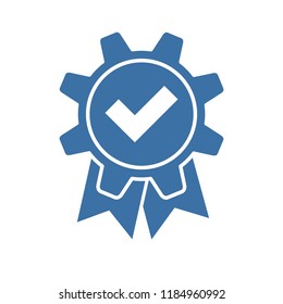  Isolated vector badge the technologic icon with a check mark.