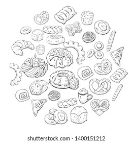 isolated vector bake and pastries set white background