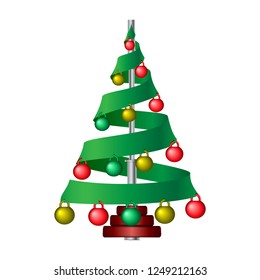 Isolated vector Barbell New-Year Tree with multicolor dumbbells decorating  