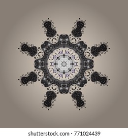 Isolated of vector beige, gray and neutral snowflakes. Vector illustration. Fine winter ornament. Snowflakes collection.