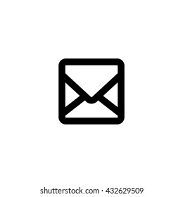 Isolated vector black contoured envelope icon. Message sign on the white background.