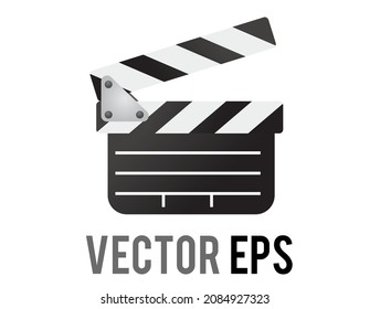 The Isolated Vector Black Film Maker Clapped Board Icon, To Indicate The Start And Stop Of Scene That Is Being Filmed