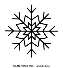 Isolated vector black line illustration of a snowflace. Winter web design.