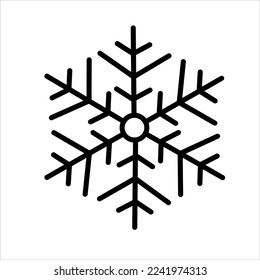 Ilustración vectorial aislada de la línea negra de un copo de nieve. Diseño web de invierno.