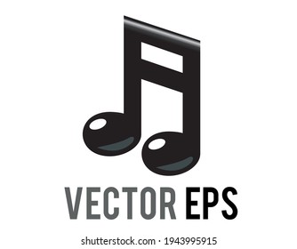 The isolated vector black music note icon, beamed pair of eighth musical notes, denote song lyrics or other music related topics