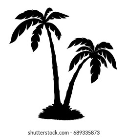Isolated vector black palm tree