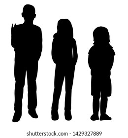 isolated vector, black silhouette children