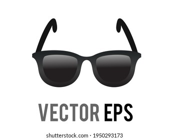 The isolated vector black sunglasses icon, representing cool or leisurely in sunny place