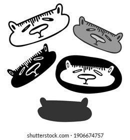 Isolated vector black and white illustration set design of ornamental lined cats. The design is perfect for stickers, logos, decorations, tattoos, badges