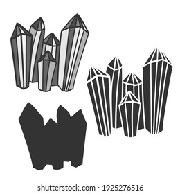 Einzeln Vektorgrafik Schwarz-Weiß-Grafik Design von ausgekleideten Talisman Polygon Kristall. das Design ist perfekt für Aufkleber, Abzeichen, Logos, Färbung, Textilien