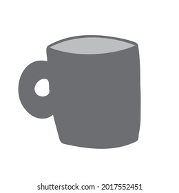 Isolated vector black and white illustration design of silhouette of a mug. The design is perfect for stickers, badges, coloring illustrations, logo, cards, tattoos
