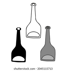 Isolated vector black and white illustration set design of silhouettes of vases, grey, black and lined. The design is perfect for textiles, stickers, coloring, decorations