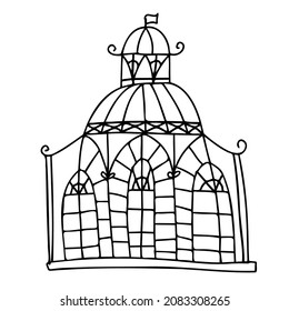 Isolated vector black and white set design of silhouette of lined ornamental houses. The design is perfect for decorations, stickers, badges, logos, coloring, textiles, bags