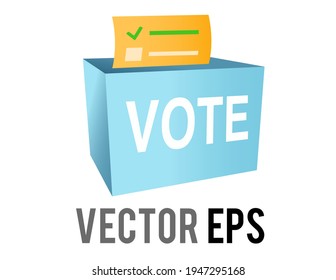 The isolated Vector blue ballot box icon with slot, casting vote for voting and elections politics and government