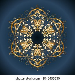 Isolated of vector blue, green and brown snowflake. Fine winter ornament. Colorful snowflakes Vector illustration.