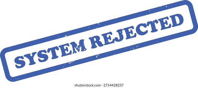 El Vector aislado del sello de tinta azul presenta las palabras SISTEMA RECHAZADO. Esto muestra una textura afligida y tiene un fondo transparente.