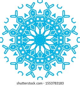 Isolated vector blue snowflake mandala pattern