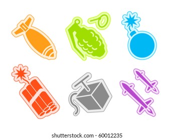 Isolated Vector bomb and rocket stickies